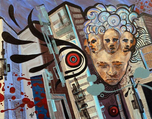 Urban Tragery painting by Yordan Silvera